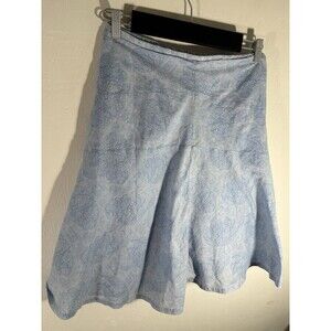 Gap Women's Cotton Lined  Blue Floral A-lined Flare Skirt Size 4 Zippered Back